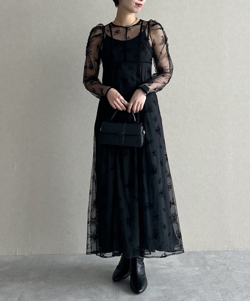 mysty woman（ミスティウーマン）の「チュールフラワーフロッキーワンピース　581551（ワンピース・レディース・アイボリー/ブラック・FREE）」の22枚目の写真