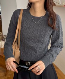 【WEB限定】モチモチケーブル刺繍ロゴプルオーバー