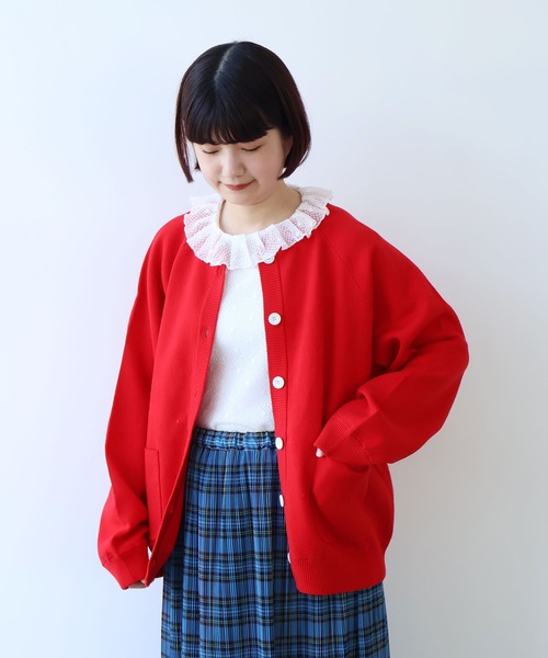 bulle de savon（ビュルデサボン）の「△14G bonding ニットジャケット（カーディガン/ボレロ・レディース・ブラック/グレー/レッド・FREE）」の3枚目の写真