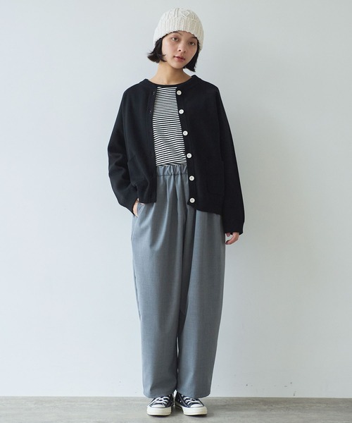 bulle de savon（ビュルデサボン）の「△14G bonding ニットジャケット（カーディガン/ボレロ・レディース・ブラック/グレー/レッド・FREE）」の10枚目の写真