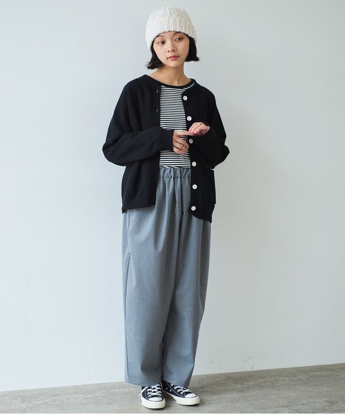 bulle de savon（ビュルデサボン）の「△14G bonding ニットジャケット（カーディガン/ボレロ・レディース・ブラック/グレー/レッド・FREE）」の12枚目の写真