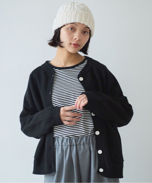 bulle de savon（ビュルデサボン）の「△14G bonding ニットジャケット（カーディガン/ボレロ・レディース・ブラック/グレー/レッド・FREE）」の7枚目の写真