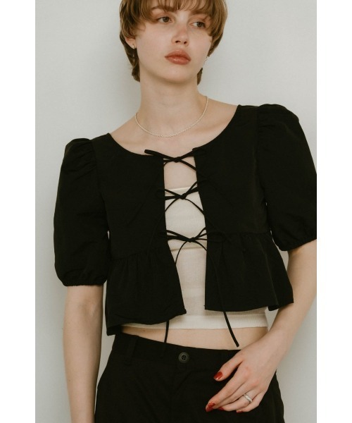 Knuth Marf（クヌースマーフ）の「2way puff sleeve logo blouse（シャツ/ブラウス・レディース・ブラック/サンドベージュ/ミント・FREE）」の2枚目の写真