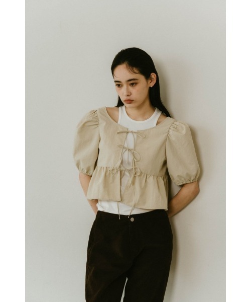 Knuth Marf（クヌースマーフ）の「2way puff sleeve logo blouse（シャツ/ブラウス・レディース・ブラック/サンドベージュ/ミント・FREE）」の18枚目の写真
