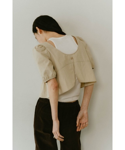 Knuth Marf（クヌースマーフ）の「2way puff sleeve logo blouse（シャツ/ブラウス・レディース・ブラック/サンドベージュ/ミント・FREE）」の4枚目の写真