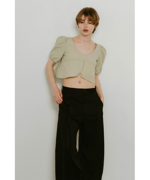 Knuth Marf（クヌースマーフ）の「2way puff sleeve logo blouse（シャツ/ブラウス・レディース・ブラック/サンドベージュ/ミント・FREE）」の6枚目の写真