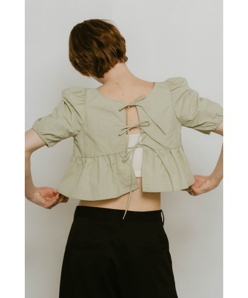 Knuth Marf（クヌースマーフ）の「2way puff sleeve logo blouse（シャツ/ブラウス・レディース・ブラック/サンドベージュ/ミント・FREE）」の7枚目の写真