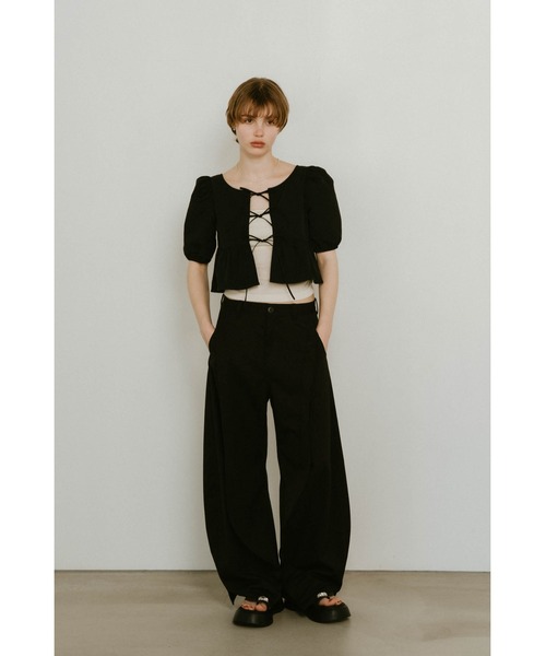 Knuth Marf（クヌースマーフ）の「2way puff sleeve logo blouse（シャツ/ブラウス・レディース・ブラック/サンドベージュ/ミント・FREE）」の11枚目の写真