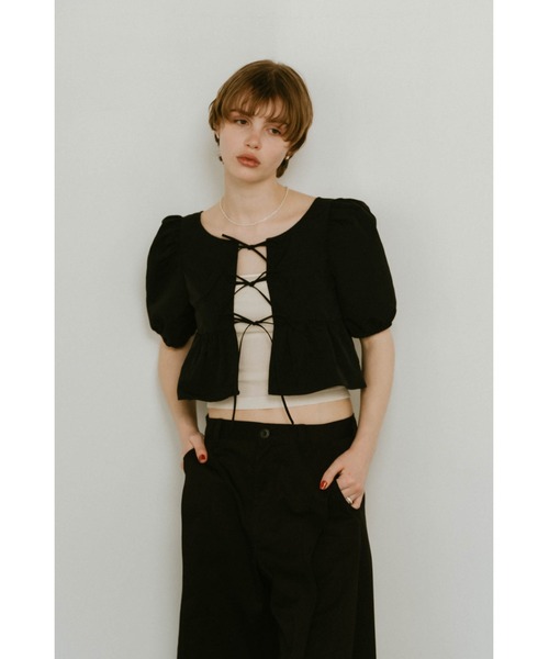 Knuth Marf（クヌースマーフ）の「2way puff sleeve logo blouse（シャツ/ブラウス・レディース・ブラック/サンドベージュ/ミント・FREE）」の12枚目の写真
