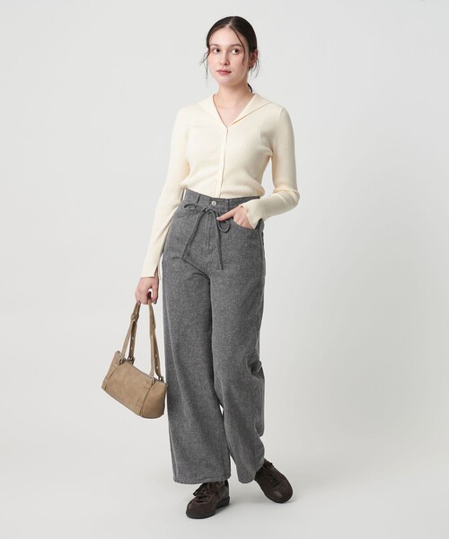 BEAUTY&YOUTH UNITED ARROWS（ビューティーアンドユースユナイテッドアローズ）の「コットンカシミヤ リブセーラーカラー カーディガン ウォッシャブル（カーディガン/ボレロ・レディース・ライトピンク/ブラック/オフホワイト・FREE）」の4枚目の写真