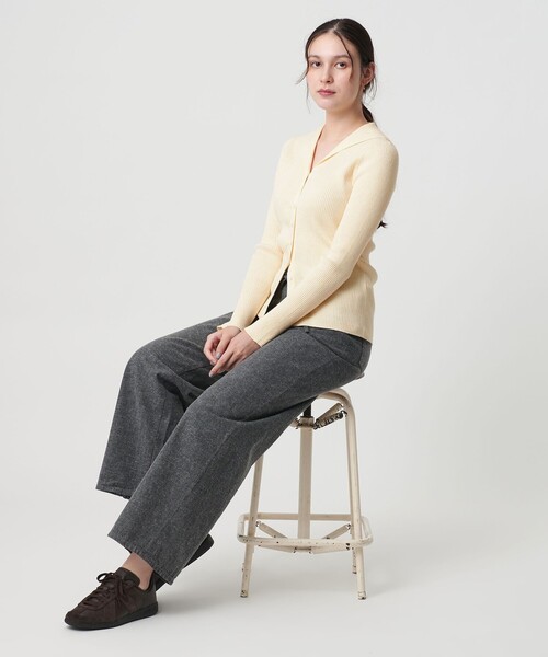 BEAUTY&YOUTH UNITED ARROWS（ビューティーアンドユースユナイテッドアローズ）の「コットンカシミヤ リブセーラーカラー カーディガン ウォッシャブル（カーディガン/ボレロ・レディース・ライトピンク/ブラック/オフホワイト・FREE）」の7枚目の写真