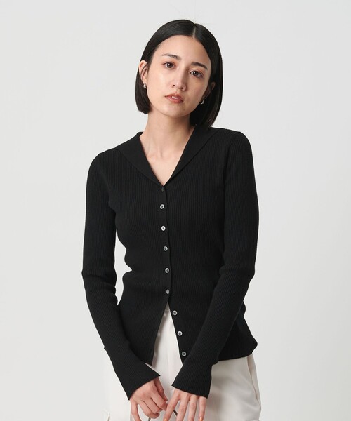 【美品】 RHC コットン カシミヤ カーディガン ブラック L コットン カシミア カーディガン（ベージュ/チャコールグレー/ネイビー