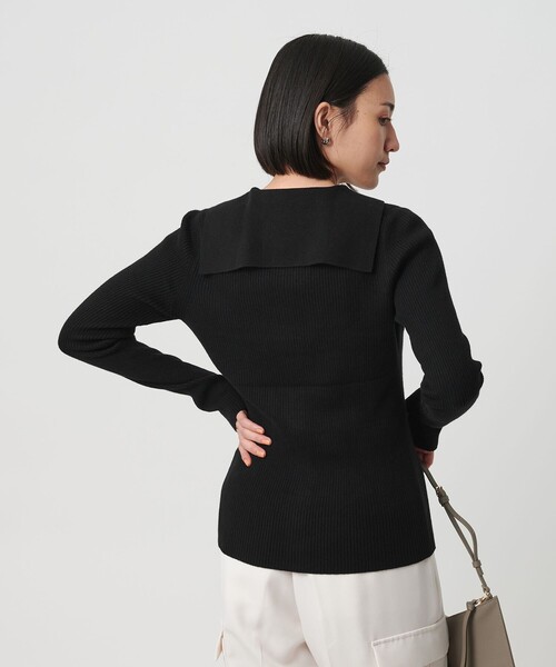 BEAUTY&YOUTH UNITED ARROWS（ビューティーアンドユースユナイテッドアローズ）の「コットンカシミヤ リブセーラーカラー カーディガン ウォッシャブル（カーディガン/ボレロ・レディース・ライトピンク/ブラック/オフホワイト・FREE）」の9枚目の写真