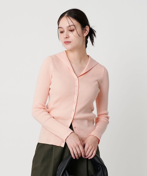 BEAUTY&YOUTH UNITED ARROWS（ビューティーアンドユースユナイテッドアローズ）の「コットンカシミヤ リブセーラーカラー カーディガン ウォッシャブル（カーディガン/ボレロ・レディース・ライトピンク/ブラック/オフホワイト・FREE）」の13枚目の写真