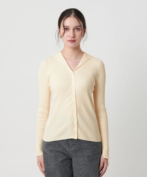 BEAUTY&YOUTH UNITED ARROWS（ビューティーアンドユースユナイテッドアローズ）の「コットンカシミヤ リブセーラーカラー カーディガン ウォッシャブル（カーディガン/ボレロ・レディース・ライトピンク/ブラック/オフホワイト・FREE）」の16枚目の写真