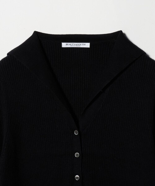 セール】コットンカシミヤ リブセーラーカラー カーディガン