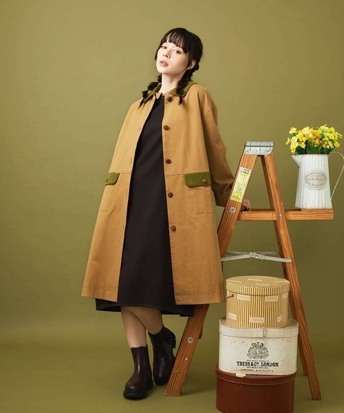 Jocomomola(ホコモモラ)の「T/Rドビー ジャンパースカート(ワンピース・レディース・ベージュ/ブラウン・40/42)」の18枚目の写真