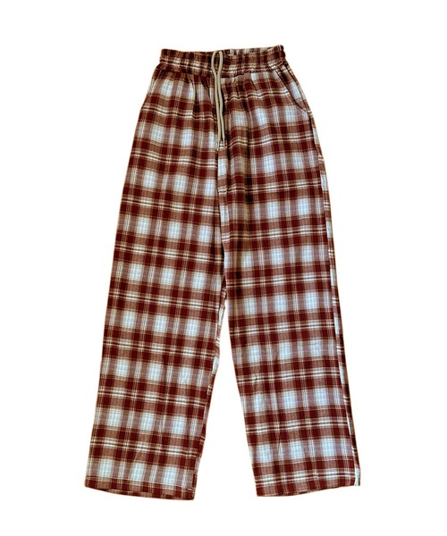 VIBGYOR（ヴィブジョー）の「チェック柄ワイドパンツ/起毛素材 ゆるストリートボトム(CZ)（その他パンツ・レディース・ブラウン/ブルー・MEDIUM/LARGE）」の21枚目の写真