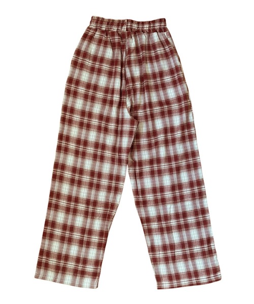 VIBGYOR（ヴィブジョー）の「チェック柄ワイドパンツ/起毛素材 ゆるストリートボトム(CZ)（その他パンツ・レディース・ブラウン/ブルー・MEDIUM/LARGE）」の15枚目の写真