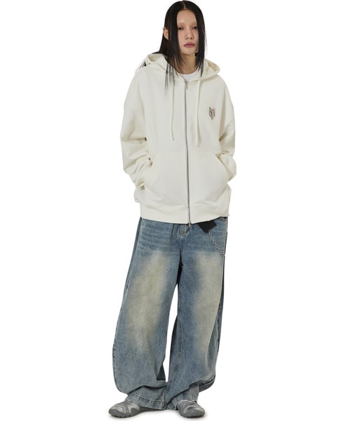 OY(オーワイ)の「『OY/オーワイ』METAL LOGO HOODIE ZIP UP/メタルロゴジップアップパーカー(パーカー・メンズ・ホワイト/ブラック・L/M)」の8枚目の写真