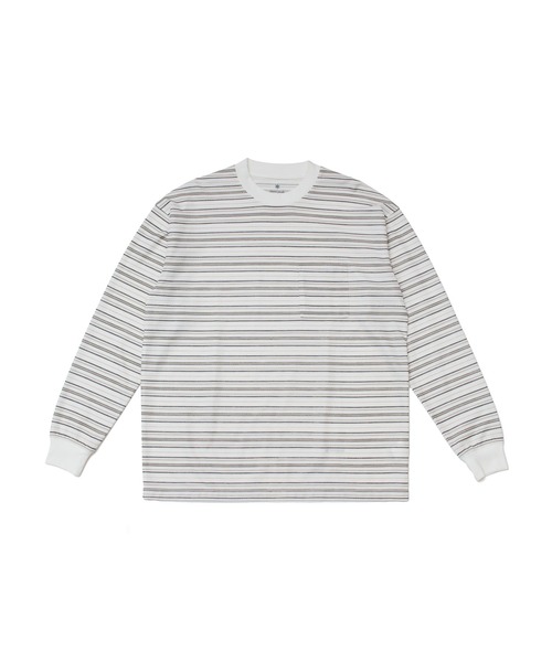 Snow Peak(スノーピーク)の「Snow Peak / Hybrid Wool Mesh Stripe L/S T-Shirt ハイブリッドウールメッシュストライプ 長袖 Tシャツ(Tシャツ/カットソー・メンズ・グレー/ブラウン/ブルー・S/XL/L/M)」の1枚目の写真
