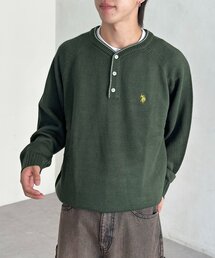(古着)90s 短丈ヘンリーネックニット　無地セーター　cityboy 卸売 通販ファッション - (古着)90s 短丈ヘンリーネックニット