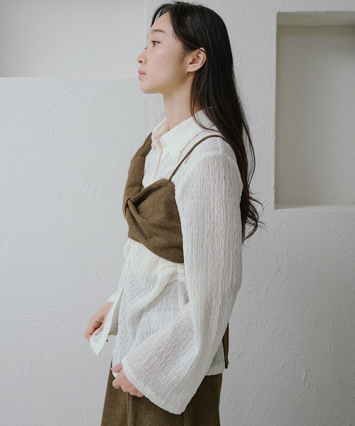 apres jour clair（アプレジュールクレア）の「【apres jour clair】シャーリングデザインシャツ（シャツ/ブラウス・レディース・アイボリー/ブラック・X-LARGE/フリー）」の12枚目の写真