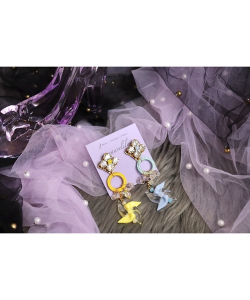 tone（トーン）の「【mauvelily】そよかぜ(MA)（ピアス（両耳用）・レディース・グリーン×ピンク/イエロー系その他・FREE）」の2枚目の写真