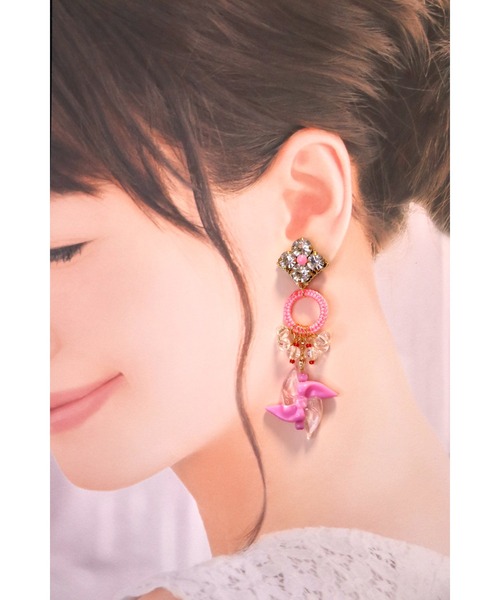 tone（トーン）の「【mauvelily】そよかぜ(MA)（ピアス（両耳用）・レディース・グリーン×ピンク/イエロー系その他・FREE）」の6枚目の写真