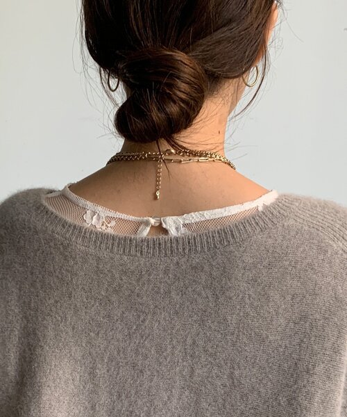 DouDou（ドゥドゥ）の「ファーウールポンチョプルオーバー（ニット/セーター・レディース・チャコールグレー/モカ/ミント・FREE）」の7枚目の写真