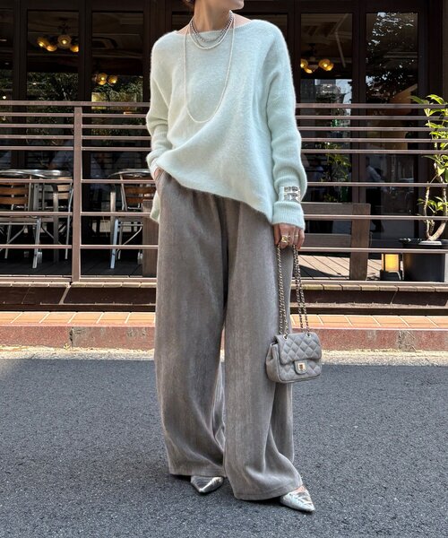 DouDou（ドゥドゥ）の「ファーウールポンチョプルオーバー（ニット/セーター・レディース・チャコールグレー/モカ/ミント・FREE）」の21枚目の写真