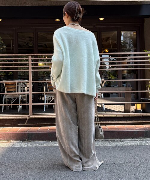 DouDou（ドゥドゥ）の「ファーウールポンチョプルオーバー（ニット/セーター・レディース・チャコールグレー/モカ/ミント・FREE）」の22枚目の写真