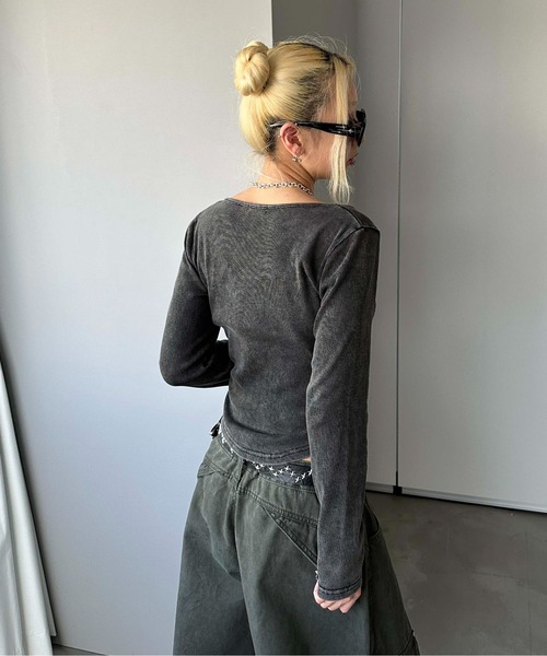 sedacle girl(セダクルガール)の「加工切り替えリブロンT(Tシャツ/カットソー・レディース・チャコールグレー・FREE)」の10枚目の写真