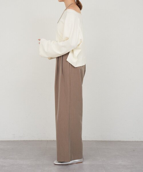 SHENERY（シーナリー）の「ダブルタックストライプワイドパンツ（その他パンツ・レディース・ベージュ/グレー・36/38）」の15枚目の写真