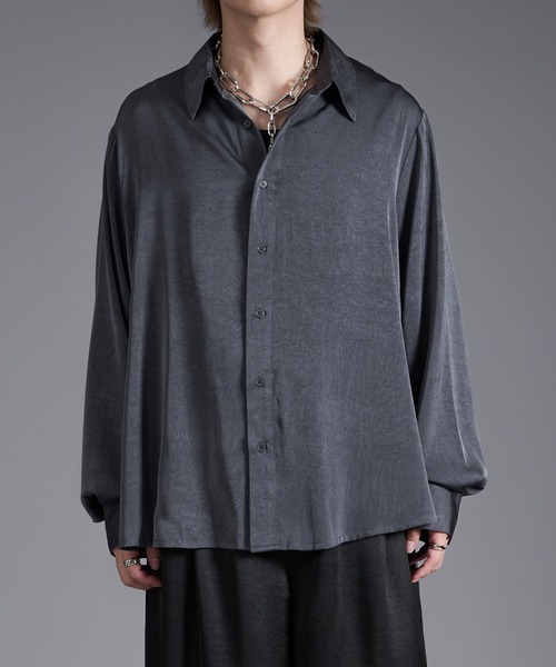 Ellno Loset（エルノロゼット）の「サイドコードバックヨークサテンシャツ（シャツ/ブラウス・メンズ・ブラック/ボルドー/ブルーグレー・SMALL/MEDIUM/LARGE）」の13枚目の写真