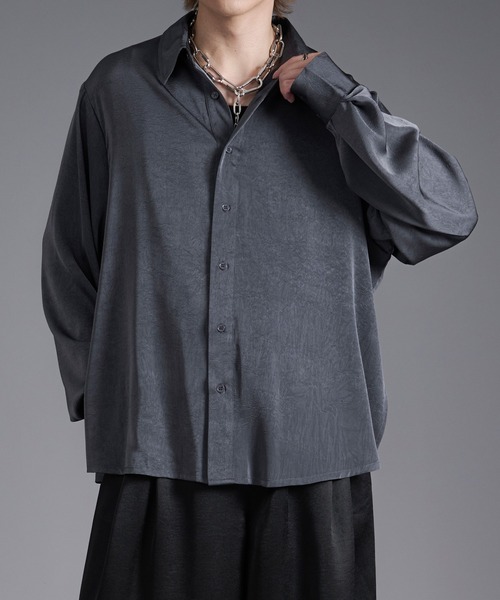 Ellno Loset（エルノロゼット）の「サイドコードバックヨークサテンシャツ（シャツ/ブラウス・メンズ・ブラック/ボルドー/ブルーグレー・SMALL/MEDIUM/LARGE）」の12枚目の写真