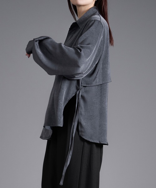 Ellno Loset（エルノロゼット）の「サイドコードバックヨークサテンシャツ（シャツ/ブラウス・メンズ・ブラック/ボルドー/ブルーグレー・SMALL/MEDIUM/LARGE）」の18枚目の写真