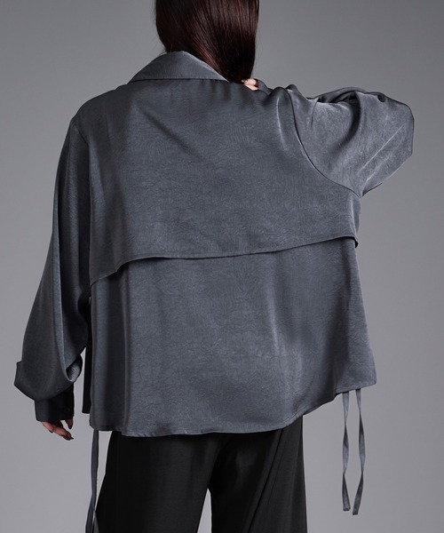 Ellno Loset（エルノロゼット）の「サイドコードバックヨークサテンシャツ（シャツ/ブラウス・メンズ・ブラック/ボルドー/ブルーグレー・SMALL/MEDIUM/LARGE）」の17枚目の写真