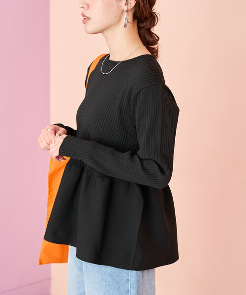 セール】限定展開 ウォッシャブル ペプラム ニット プルオーバー