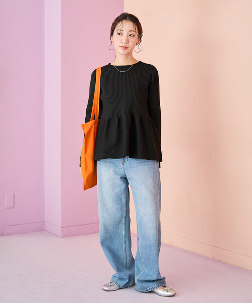 限定展開 ウォッシャブル ペプラム ニット プルオーバー（ニット