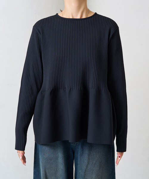 FREAK'S STORE(フリークスストア)の「限定展開 ウォッシャブル ペプラム ニット プルオーバー(ニット/セーター・レディース・ブラック/ナチュラル/ブラウン/レッド/ネイビー・フリ-)」の15枚目の写真