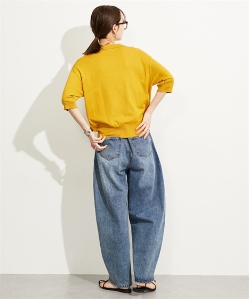 nissen（ニッセン）の「５分袖ポロ衿ニット＜大きいサイズ有＞（ニット/セーター・レディース・ブラック/イエロー・S/M/L/LL）」の11枚目の写真