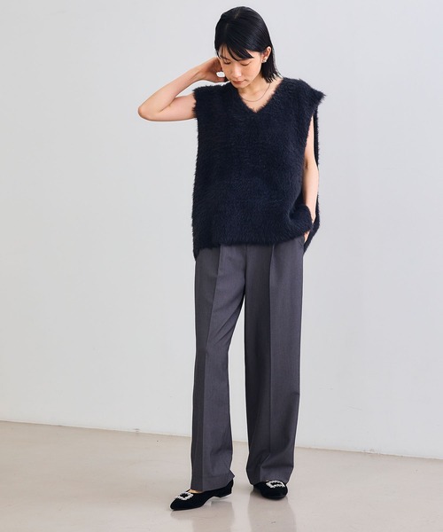 CROSS FUNCTION(クロスファンクション)の「《洗える》2点セット エブ楽 フェザーニットベスト&リブニット【CROSS FUNCTION/クロスファンクション】(ニット/セーター・レディース・チャコールグレー/ベージュ・M/L/LL)」の11枚目の写真