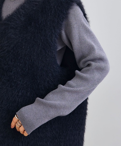 CROSS FUNCTION(クロスファンクション)の「《洗える》2点セット エブ楽 フェザーニットベスト&リブニット【CROSS FUNCTION/クロスファンクション】(ニット/セーター・レディース・チャコールグレー/ベージュ・M/L/LL)」の19枚目の写真