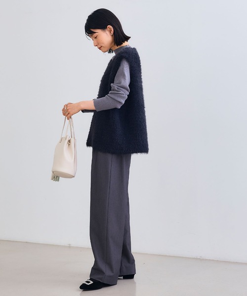 CROSS FUNCTION(クロスファンクション)の「《洗える》2点セット エブ楽 フェザーニットベスト&リブニット【CROSS FUNCTION/クロスファンクション】(ニット/セーター・レディース・チャコールグレー/ベージュ・M/L/LL)」の3枚目の写真