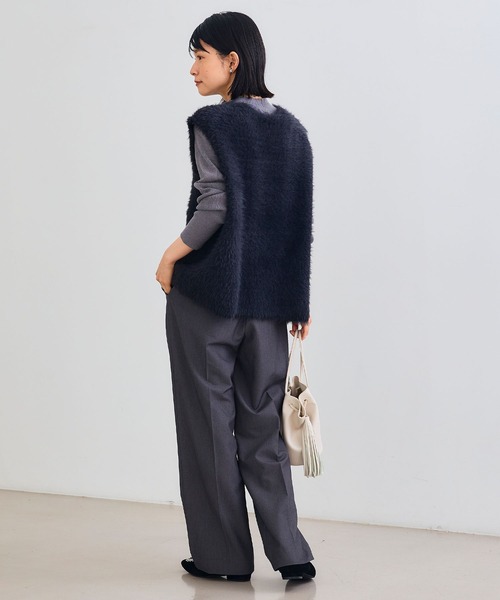 CROSS FUNCTION(クロスファンクション)の「《洗える》2点セット エブ楽 フェザーニットベスト&リブニット【CROSS FUNCTION/クロスファンクション】(ニット/セーター・レディース・チャコールグレー/ベージュ・M/L/LL)」の6枚目の写真