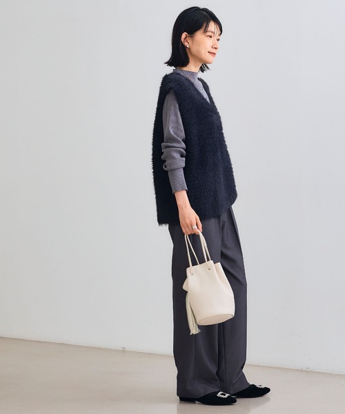 CROSS FUNCTION(クロスファンクション)の「《洗える》2点セット エブ楽 フェザーニットベスト&リブニット【CROSS FUNCTION/クロスファンクション】(ニット/セーター・レディース・チャコールグレー/ベージュ・M/L/LL)」の5枚目の写真