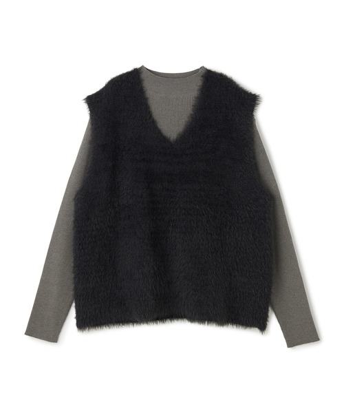 CROSS FUNCTION(クロスファンクション)の「《洗える》2点セット エブ楽 フェザーニットベスト&リブニット【CROSS FUNCTION/クロスファンクション】(ニット/セーター・レディース・チャコールグレー/ベージュ・M/L/LL)」の18枚目の写真