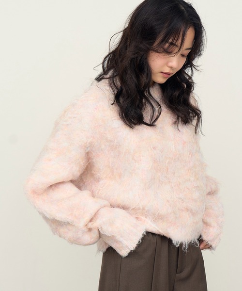 NOGLE(ノグル)の「【NOGLE/ノグル】MIXシャギーボリュームショートニット(ニット/セーター・レディース・ブラウン/レッド/ベージュ/ブルー/ピンク・FREE)」の18枚目の写真