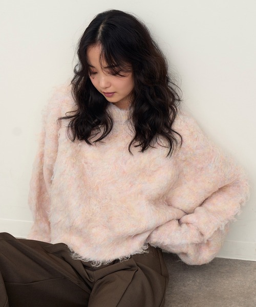 NOGLE(ノグル)の「【NOGLE/ノグル】MIXシャギーボリュームショートニット(ニット/セーター・レディース・ブラウン/レッド/ベージュ/ブルー/ピンク・FREE)」の12枚目の写真